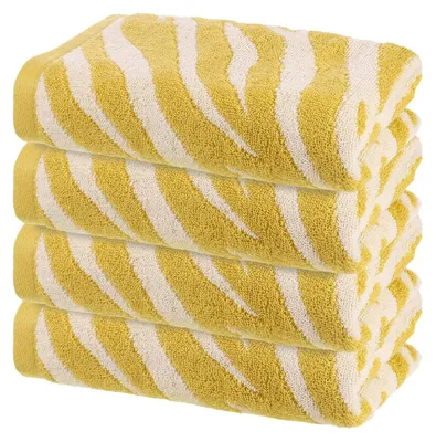 Produktbild von Omgoods – Set aus 4 weichen Baumwoll-Badetüchern, 33 x 74 cm, mit Tigerstreifenmuster
