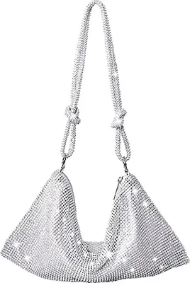 Produktbild von Topchances Frauen Abend Clutch Bag, Glitzernde Strass-Schulter-Glitter-Tasche Hochzeit Abendessen Handtaschen Für Hochzeit Party (Silber)