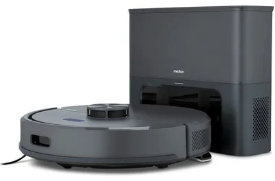 Obrázek produktu pro MEDION robotický vysavač s odsávací stanicí a funkcí vytírání X22 SW+ (laserová navigace, silný sací výkon 5000 Pa, robotický vysavač 2 v 1, přesné mapování, oblasti Go & No Go, více podlaží) modrý