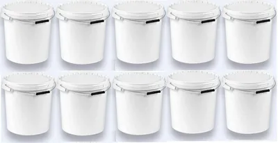 Produktbild von SILPLAST Eimer mit Deckel 20L x 10 Kunststoffeimer 20 Liter lebensmittelecht stapelbar Plastikeimer leer Weiß