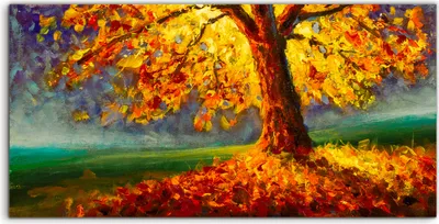 Produktbild von Coloray Acrylbild 100x50  Wandbild Acrylbilder Sonniger Herbst Baum Moderne Kunst