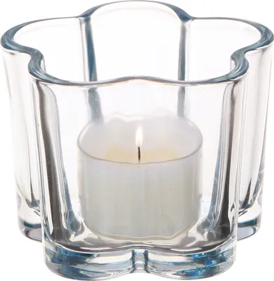 Produktbild von Teelichtglas Blau Blume Glas Dekoration Ø7,5cm H6cm 6St Set, 6 Stück