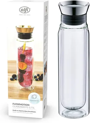 Zdjęcie produktu dla alfi 2427020075 alfi Isolier-Glaskaraffe FLOWMOTION, doppelwandig, 0,75 L
