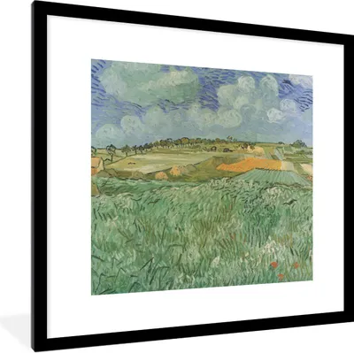 Produktbild von MuchoWow® Gerahmtes Poster Bei Auvers - Gemälde von Vincent van Gogh 40x40 cm - Poster mit Schwarzem Bilderrahmen Wandposter Rahmen Foto Bilder - Poster - Plakat im Rahmen
