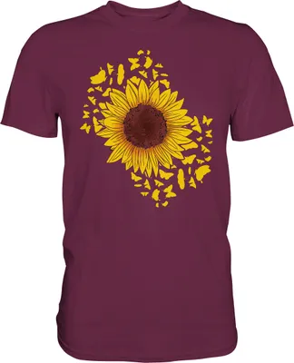Produktbild von Sonnenblumen Schmetterling Garten T-Shirt Gärtner Geschenk – Burgundy / S