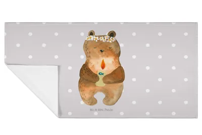 Produktbild von Mr. & Mrs. Panda Handtuch Bär Kommunion - Grau Pastell - Geschenk, gesichtshandtuch, Gottes Segen, gesichtstuch, Katholisch, Flauschtuch, Teddy, baumwolle, Taufkerze