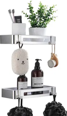 Produktbild von Küchen- und Badezimmerregal, Eckspiegelregal für Wände.
