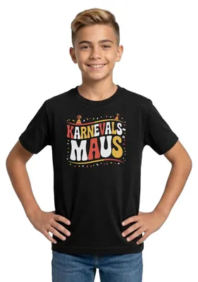 Produktbild von Spreadshirt Karnevalsmaus Fasching Outfit Lustig Teenager T-Shirt, 134/146 (9-11 Jahre), Schwarz