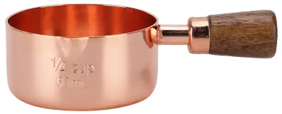 Immagine prodotto di Pentola per salse con manico in legno, in acciaio inossidabile color oro rosa, ideale per la cottura di utensili da cucina, capacità: 1/4 di tazza