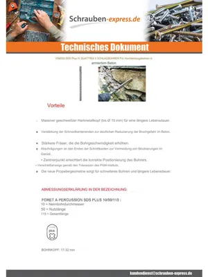 Produktbild von Fischer Quattric II 6/100/165, Rotationshammer, 6 mm, 165 mm, Mauerziegel, Beton, Hartbeton, Sandstein, Stein, 10 cm, SDS Plus