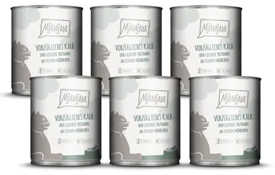 Produktbild von MjAMjAM Vorzügliches Kalb & Truthahn an leckeren Möhrchen, Adult, jede Rasse, Türkei, Kalbsfleisch, 800 g