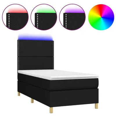 Produktbild von vidaXL Boxspringbett mit Matratze & LED Schwarz 90x190 cm Stoff