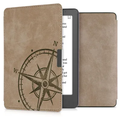Produktbild von kwmobile Hülle kompatibel mit Kobo Aura Edition 2 - Kunstleder eReader Schutzhülle - Kompass Vintage Braun