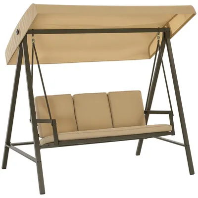 Produktbild von Hollywoodschaukel 3-Sitzer mit Dach Gartenschaukel 200x125x175 cm Beige