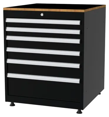 Productafbeelding van Povag Gereedschapskast met 6 laden, Ladekast met werkblad, 848x710x725 mm, Zwart