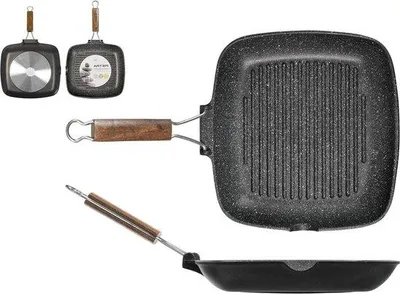 Obrázek produktu pro Grilovací pánev 28 cm s nepřilnavým povrchem a sklopnou rukojetí