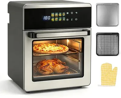 Imagen del producto de Freidora de aire de 16 litros, acero inoxidable, horno multifunción 8 en 1 con función de parrilla
