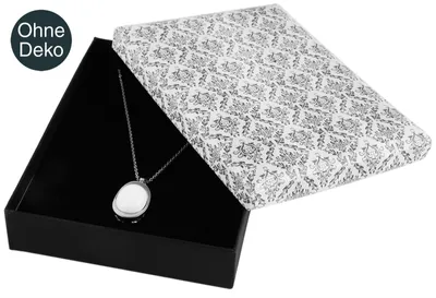 Produktbild von Schmuckbox 6300012-002 schwarz weißer Deckel mit Ornamentdruck 13 x 17 x 3,5 cm