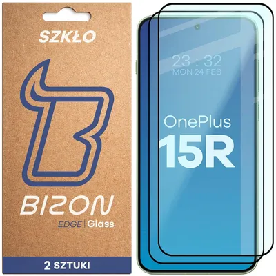 Produktbild von 2x Gehärtetes Glas für OnePlus 15R, Bizon Glass Edge Duo, Schwarzer Rahmen
