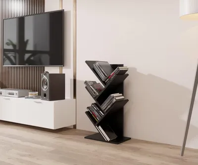 Produktbild von Multifunktionale Bücherregal mit 5 Regalen in Schwarz