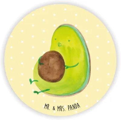 Produktbild von Mr. & Mrs. Panda magnet Avocado Pfeifen - Gelb Pastell - Geschenk, Schwanger, Rund, für kühlschrank, Ernährung, zettelhalter, Abnehmen, pinnwand, Kühlschrankmagnet