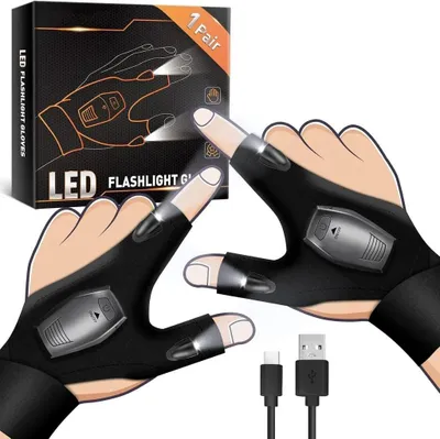 Produktbild von LED Angeln Handschuhe mit Wasserdichtem Licht Taschenlampen Handschuhe zum Angeln Angelzubehör