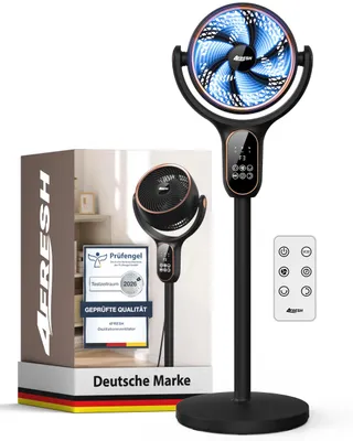 Obrázok produktu pre 4Fresh Standventilator, 6 Geschwindigkeiten, 12-Stunden-Timer, 50 W - Schwarz