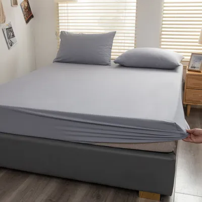 Produktbild von Spannbettlaken Spannbetttuch 100% Baumwolle Bettlaken,180x200cm,Keine Kissenbezüge, Fit Matratze bis 25cm (dunkelgrau)