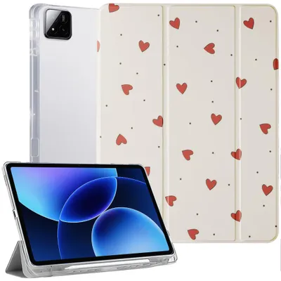 Image de Coque pour Xiaomi Pad 8 / 8 Pro 11,2 Pouces, Protection Antichoc avec Porte-Stylet - Motif Cœur