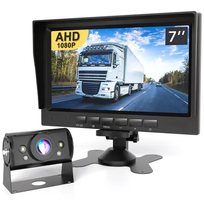 Productafbeelding van Strex Achteruitrijcamera Set Bedraad HD 1080P - 7" Scherm - 18LED Nachtzicht 15m - IP69 Waterdicht - Achteruitrij Camera