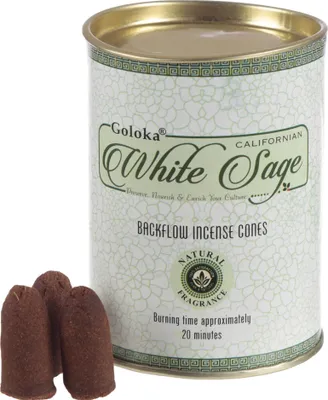 Produktbild von Goloka Rückfluss Räucherkegel Weißer Salbei White Sage 1 Dose/24 Kegel Räucherkerze