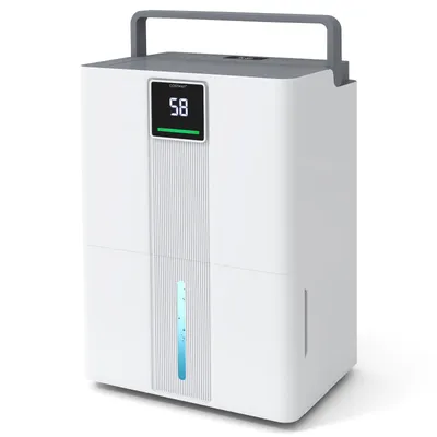 Immagine prodotto di Deumidificatore COSTWAY 35 L/giorno, deumidificatore elettrico con 3 modalità, timer 24H, display a 3 colori, tubo di scarico e rulli, deumidificatore bianco