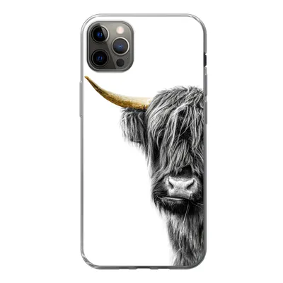 Produktbild von MuchoWow® Handyhülle Schutzhülle Hülle für iPhone 13 Pro Max Schottischer Highlander - Tiere - Schwarz und Gold Silikon Softcase Handy Hülle - Mobiltelefon
