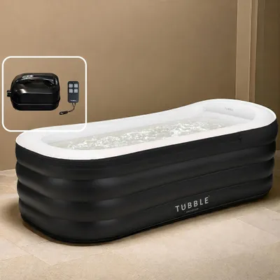 Productafbeelding van Tubble® Cuzi Opblaasbare Whirlpool Black Onyx 255L – Spa-Bad, Opvouwbaar, Binnen & Buiten, Jacuzzi Bubbelmassage voor Volwassenen