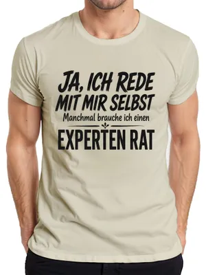 Productafbeelding van Ja, ik praat tegen mezelf. Expertadvies. Statement. Sarkasme. Humor. Heren T-shirt. Natuur. L