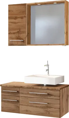 Produktbild von Unterbecken-Set Badmöbel Waschplatz Badset Handwaschplatz Gästebad "Davos IX" Wotan Eiche