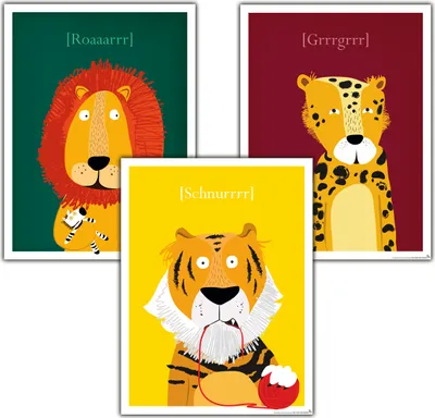 Produktbild von Kinderzimmer Poster Raubkatzen 3er-Set, 30 x 40 cm 30 x 40 cm