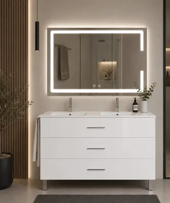 ORIGEN BATH RIBERA Badmöbel mit Doppelwaschbecken 120x45 cm, Weiß