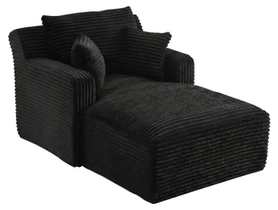 Image de Canapé méridienne lit modulable en velours côtelé noir, sans montage