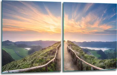Produktbild von Herdabdeckplatten 2x40x52 Glaskeramikfeld 2-Teilig Glas Spritzschutz Landschaft