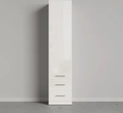 Produktbild von SMARTBett Schrank Kleiderschrank Aktenschrank 50cm mit 2 Schubladen Weiss/Weiss Glanz