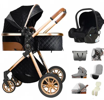 Productafbeelding van 3-In-1 Kinderwagen - Reiswieg - Autostoeltje - Wandelwagen - Compact Opvouwbaar - Roestvrij Staal Frame