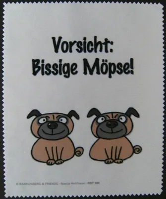 Produktbild von Reinigungstuch Bissige Möpse Microfasertuch Reinigungstücher Brillenputztücher TücherBrillenputztuch, Mops Hund