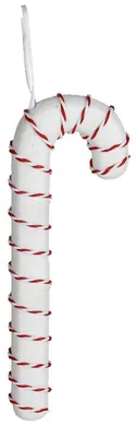 Produktbild von Deko Zuckerstange 30cm Weihnachtsdeko Baumschmuck Baumanhänger weiß rot Glitzer, Farbe:weiß