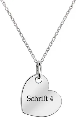 Produktbild von MATERIA by Matthias Wagner Gravur Kette mit Herz Anhänger - 925 Silber Herzkette Liebe rhodiniert 42-45cm KA-452