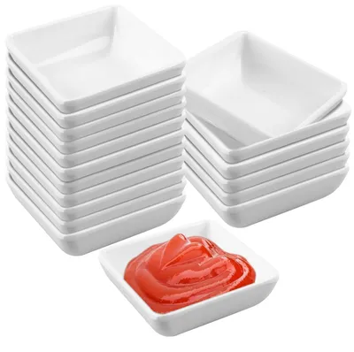 18 Dip-Schälchen, quadratisch, Ø 7,2 cm, stapelbar, weiß