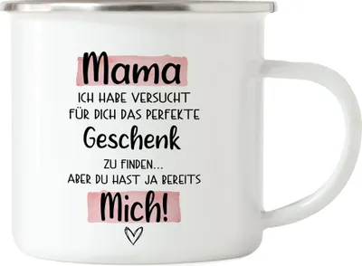 Produktbild von Mama Geschenk Emaille Tasse Mit Spruch Muttertag Humor Sarkasmus Geschenkidee Spruch-Tasse