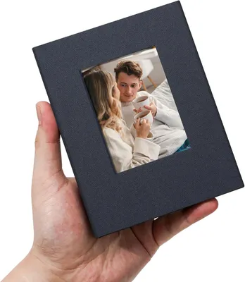 Image de Album photo format 6x4 pouces, 100 pochettes, couverture en lin, pour photos de voyage, couleur gris-bleu