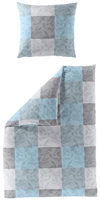 Produktbild von JACK by Bierbaum Biber Bettwäsche 2 tlg. 135x200cm Karo Ornamente Blau Grau