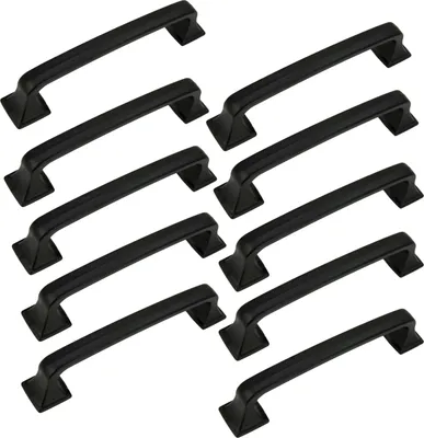 Immagine prodotto di set di 10 maniglie nere per mobili da 96 mm in alluminio - Accessori classici opachi per mobili da cucina, per un design elegante